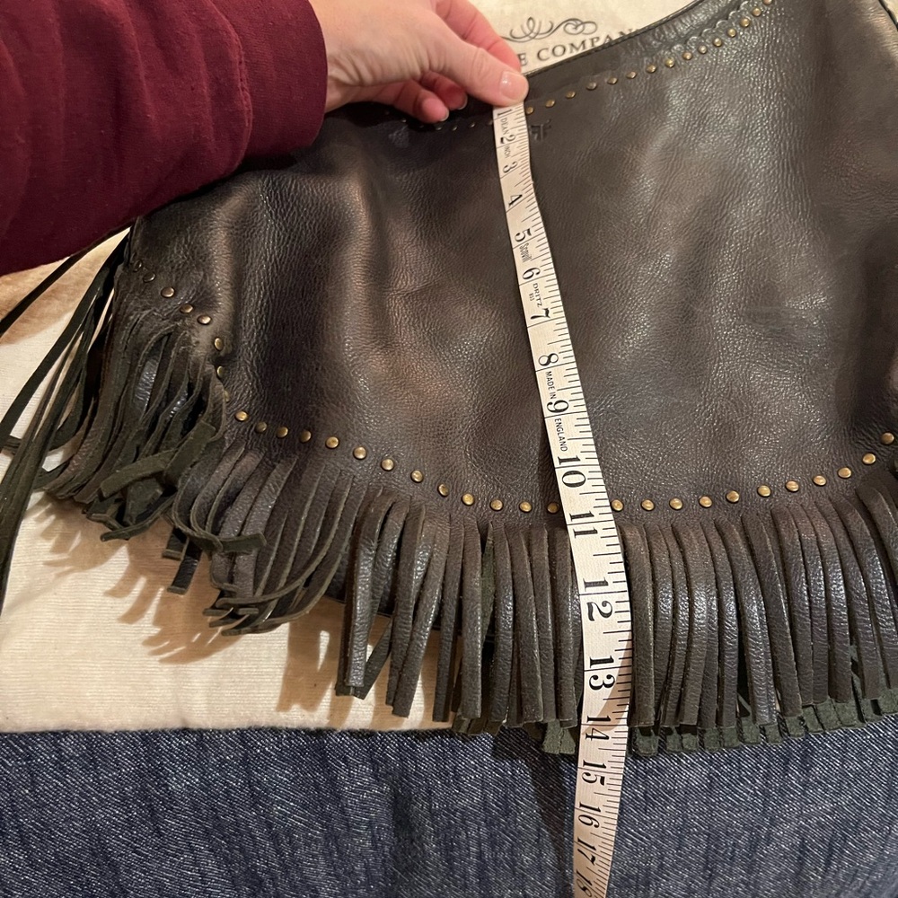 Black Leather Fringe Hobo Bag - Picture 6 of 16